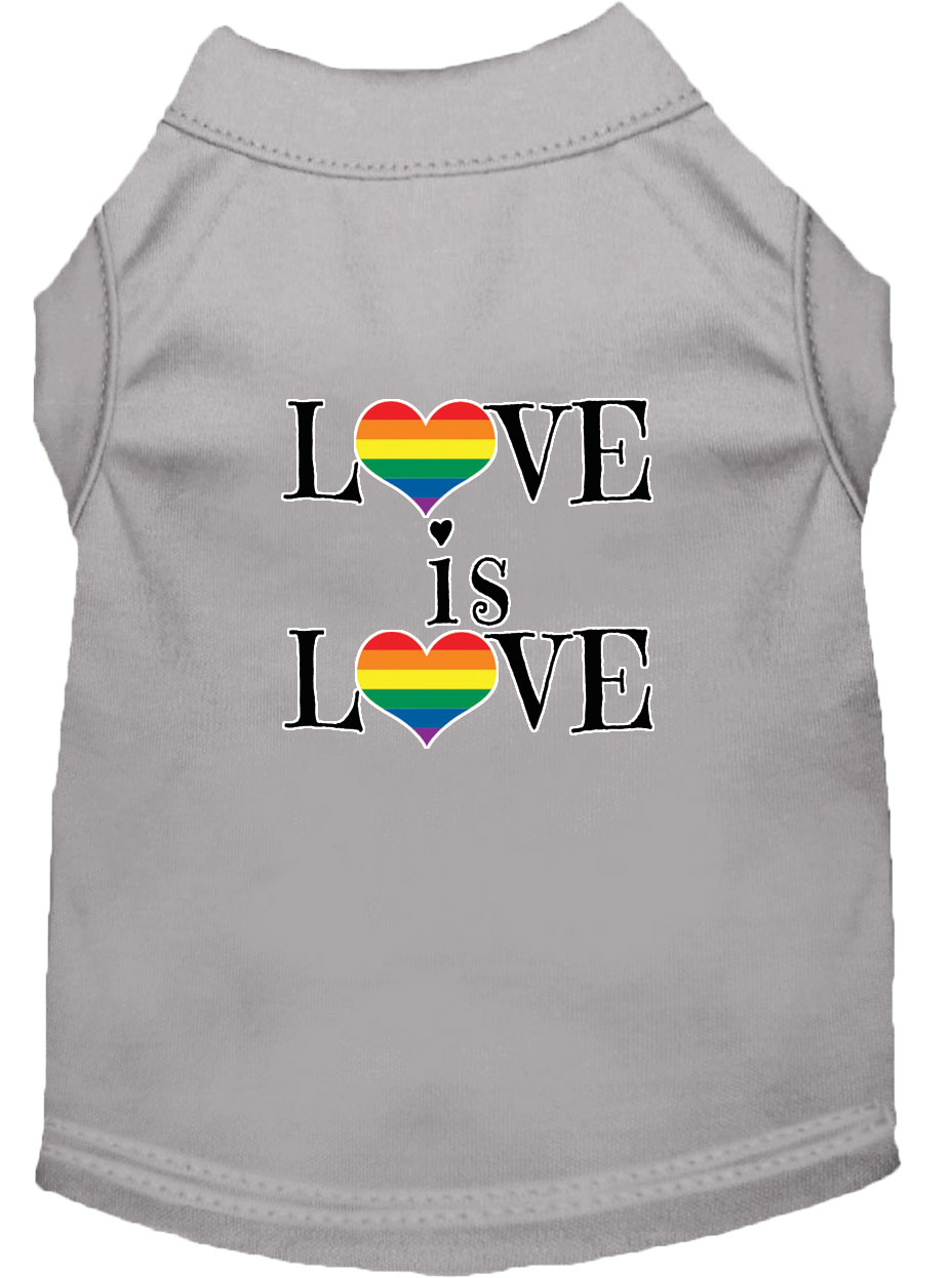 Love is Love Screen Print Dog Shirt Grey XL